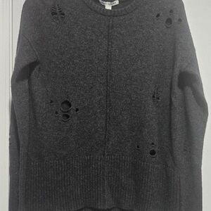 Autumn Cashmere Gray Distressed Turtleneck Sweater